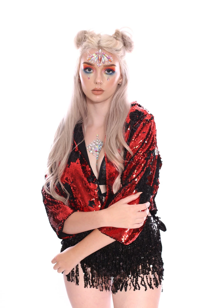 THE LUMi SHOP Reversible Sequin Jacket - Black & Red 8 THE LUMi SHOP Reversible Sequin Jacket - Black & Red