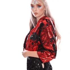 THE LUMi SHOP Reversible Sequin Jacket - Black & Red