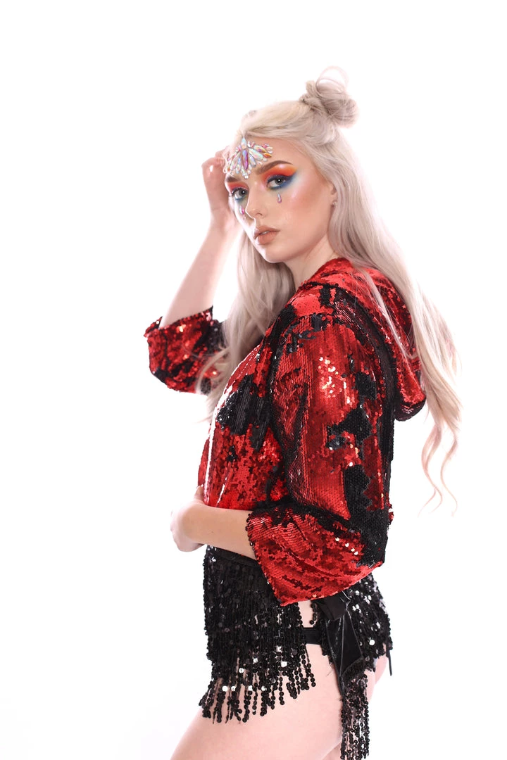 THE LUMi SHOP Reversible Sequin Jacket - Black & Red 10 THE LUMi SHOP Reversible Sequin Jacket - Black & Red