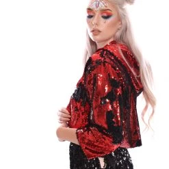 THE LUMi SHOP Reversible Sequin Jacket - Black & Red
