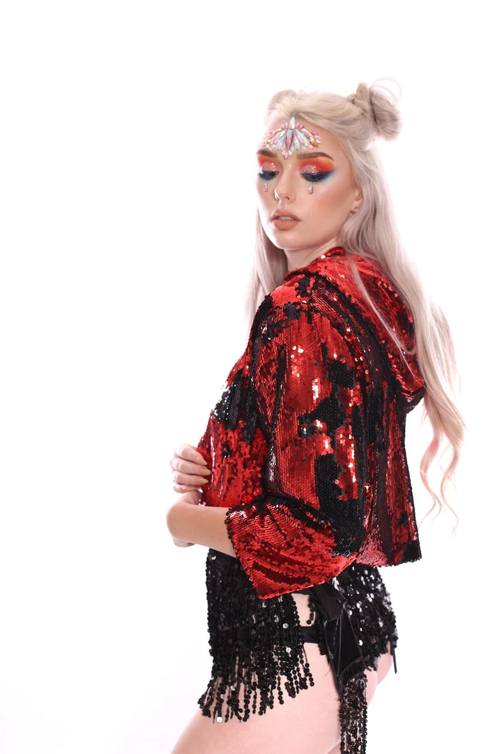 THE LUMi SHOP Reversible Sequin Jacket - Black & Red 4 THE LUMi SHOP Reversible Sequin Jacket - Black & Red
