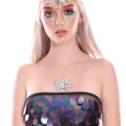 THE LUMi SHOP Dark Ocean Goddess Sequin Tube Top Sequin Tops