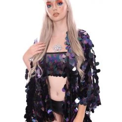 THE LUMi SHOP Dark Ocean Goddess Sequin Tube Top Sequin Tops