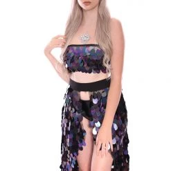 THE LUMi SHOP Sequin Skirts Dark Ocean Goddess Tapered Sequin Skirt