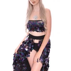 THE LUMi SHOP Sequin Skirts Dark Ocean Goddess Tapered Sequin Skirt