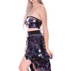 THE LUMi SHOP Sequin Skirts Dark Ocean Goddess Tapered Sequin Skirt
