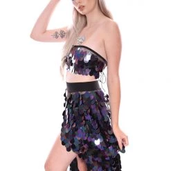 THE LUMi SHOP Sequin Skirts Dark Ocean Goddess Tapered Sequin Skirt