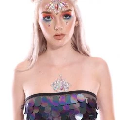 THE LUMi SHOP Dark Ocean Goddess Sequin Tube Top Sequin Tops
