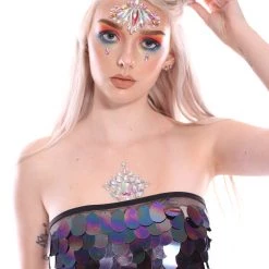 THE LUMi SHOP Dark Ocean Goddess Sequin Tube Top Sequin Tops