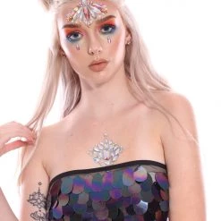 THE LUMi SHOP Dark Ocean Goddess Sequin Tube Top Sequin Tops