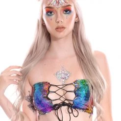 THE LUMi SHOP Sequin Tops Reversible Sequin Tube Top - Dreamy Rainbow