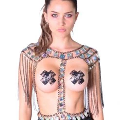 THE LUMi SHOP Rhinestone Black Chain Top Tops