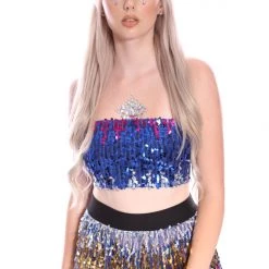 THE LUMi SHOP Deep Ocean Sequin Tube Top