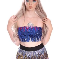 THE LUMi SHOP Deep Ocean Sequin Tube Top