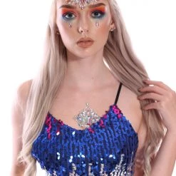 THE LUMi SHOP Deep Ocean Sequin Halter Top Sequin Tops