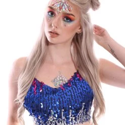 THE LUMi SHOP Deep Ocean Sequin Halter Top Sequin Tops