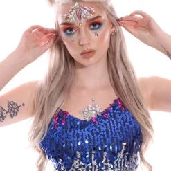 THE LUMi SHOP Deep Ocean Sequin Halter Top Sequin Tops