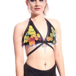 THE LUMi SHOP Obsidian Galaxy Moon Child Sequin Bodysuit