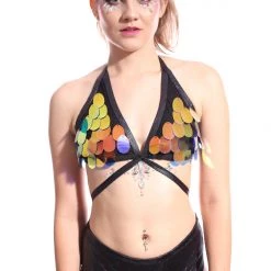 THE LUMi SHOP Obsidian Galaxy Moon Child Sequin Bodysuit