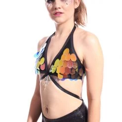 THE LUMi SHOP Obsidian Galaxy Moon Child Sequin Bodysuit