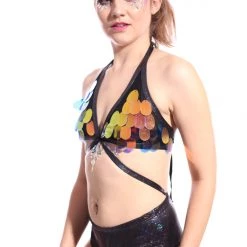 THE LUMi SHOP Obsidian Galaxy Moon Child Sequin Bodysuit