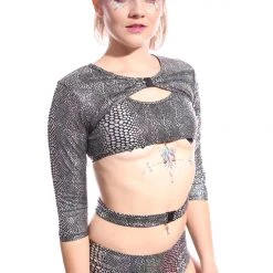 THE LUMi SHOP Anaconda Buckle Up Sleeve Crop Top Tops 12 THE LUMi SHOP Anaconda Buckle Up Sleeve Crop Top Tops