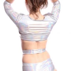 THE LUMi SHOP Hyperspace Buckle Up Sleeve Crop Top Tops