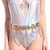 THE LUMi SHOP Techno Babe Hoop Chain Belt In Gold Hologram Belts