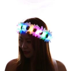 THE LUMi SHOP ORIGINAL LED Flower Crown - White Daisy & Flash Rainbow Lights