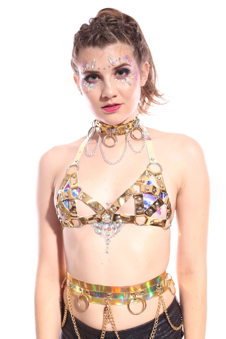 THE LUMi SHOP Hoop Chain Chocker In Gold Hologram 6 THE LUMi SHOP Hoop Chain Chocker In Gold Hologram