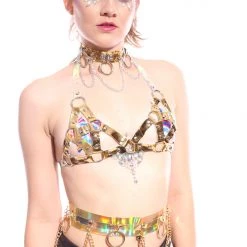 THE LUMi SHOP Hoop Chain Chocker In Gold Hologram 14 THE LUMi SHOP Hoop Chain Chocker In Gold Hologram