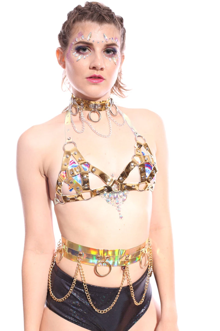 THE LUMi SHOP Hoop Chain Chocker In Gold Hologram 8 THE LUMi SHOP Hoop Chain Chocker In Gold Hologram