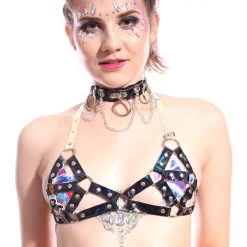 THE LUMi SHOP Hologram Harness Bra & Chocker Set