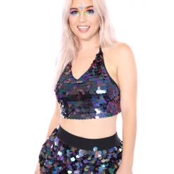 THE LUMi SHOP Aura Unicorn Sequin Top & Halter Top (Small Sequins) Sequin Tops