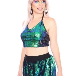 THE LUMi SHOP Reversible Sequin Top & Halter Top - Peacock 16 THE LUMi SHOP Reversible Sequin Top & Halter Top - Peacock