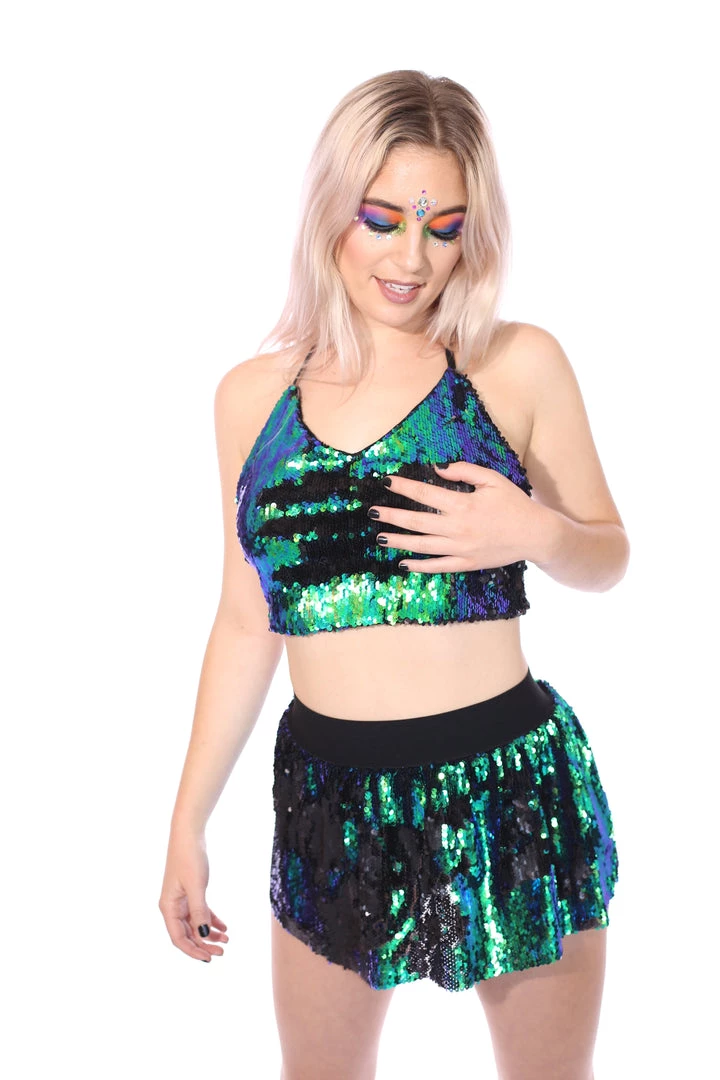THE LUMi SHOP Reversible Sequin Top & Halter Top - Peacock 10 THE LUMi SHOP Reversible Sequin Top & Halter Top - Peacock