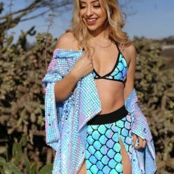 THE LUMi SHOP Aquamarine Queen Handcrafted Sequin Set (Top & Skirt) Sequin Sets