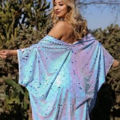 THE LUMi SHOP Aquamarine Queen Handcrafted Sequin Set (Top & Skirt) Sequin Sets