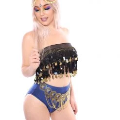 THE LUMi SHOP Sequin Coin Top - Black Tops