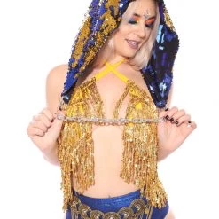 THE LUMi SHOP Reversible Sequin Hood - Blue & Gold Sequin Hoods