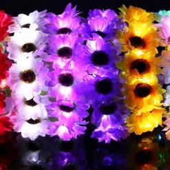 THE LUMi SHOP ORIGINAL LED Flower Crown - White Daisy & Flash Rainbow Lights