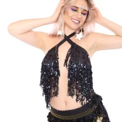 THE LUMi SHOP Sequin Coin Skirt - Black Skirts