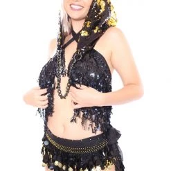 THE LUMi SHOP Reversible Sequin Hood - Gold & Black Sequin Hoods