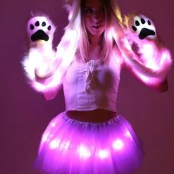 THE LUMi SHOP Fuzzy Collection LED Fur Hood - Fuzzy Animal Rave Spirit Hood