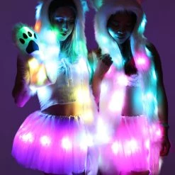 THE LUMi SHOP Fuzzy Collection LED Fur Hood - Fuzzy Animal Rave Spirit Hood
