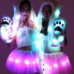 THE LUMi SHOP Fuzzy Collection LED Fur Hood - Fuzzy Animal Rave Spirit Hood
