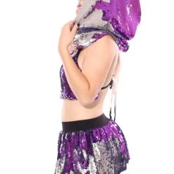THE LUMi SHOP Reversible Sequin Hood - Purple & Silver