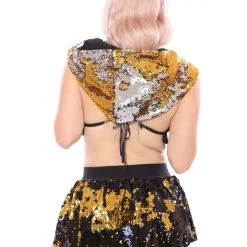 THE LUMi SHOP Reversible Sequin Hood - Gold & Silver