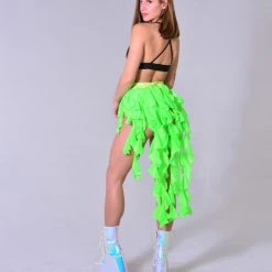 THE LUMi SHOP Neon Lime Long Wrap Skirt