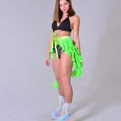 THE LUMi SHOP Neon Lime Long Wrap Skirt